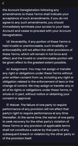 Gate.io Terms and conditions